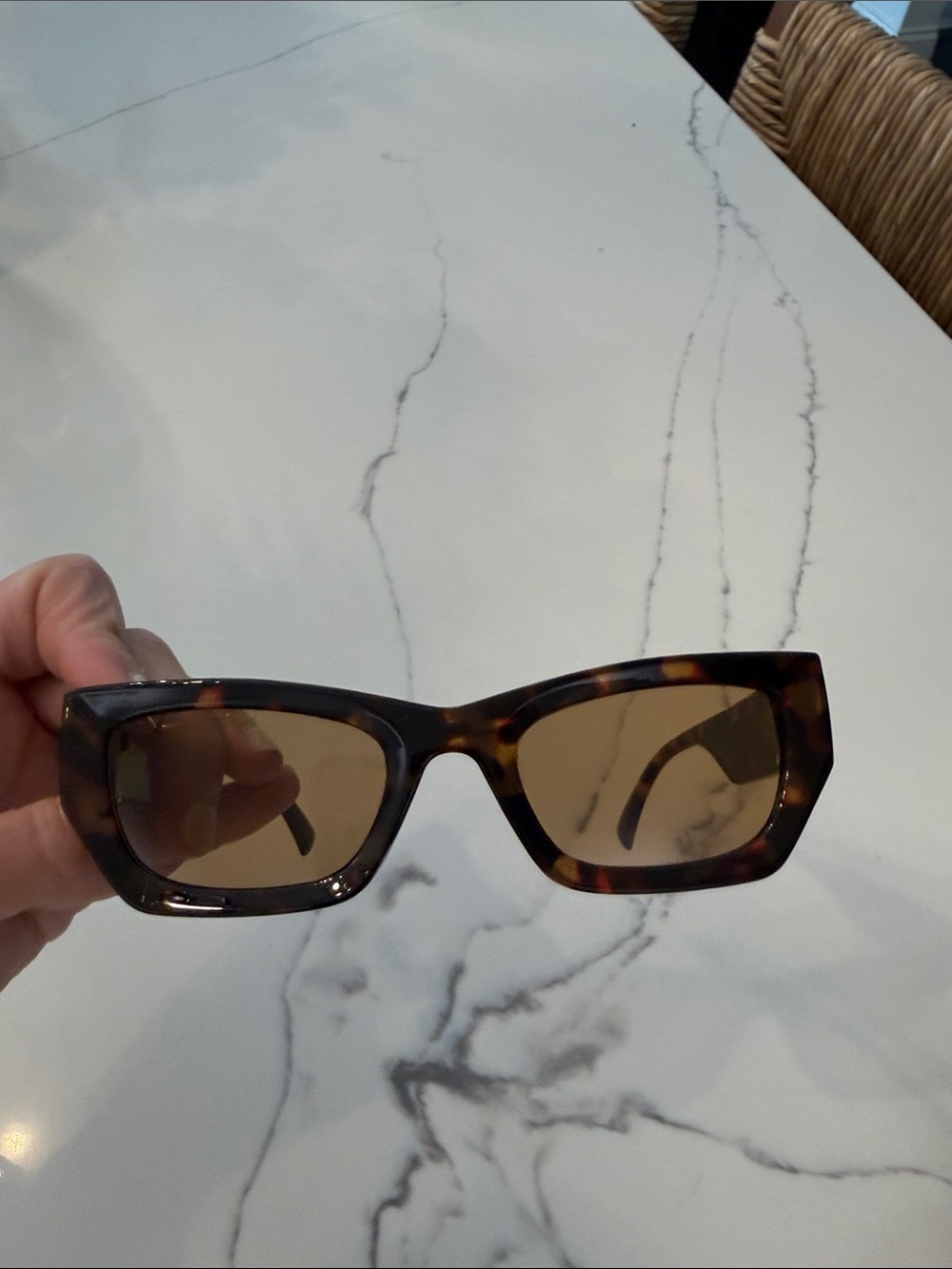 Miu Miu Style Tortoiseshell Sunglasses with Gold Logo Accents - Brown Lenses - Picture 2 of 6